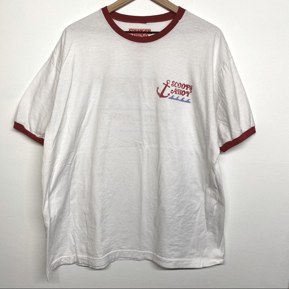 Stranger Things Scoops Ahoy Ringer Tee Shirt 2XL
